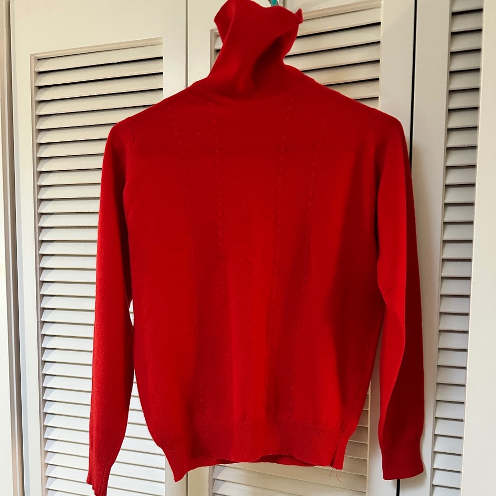 Vintage Red Turtleneck Sweater - Bold Red Knit